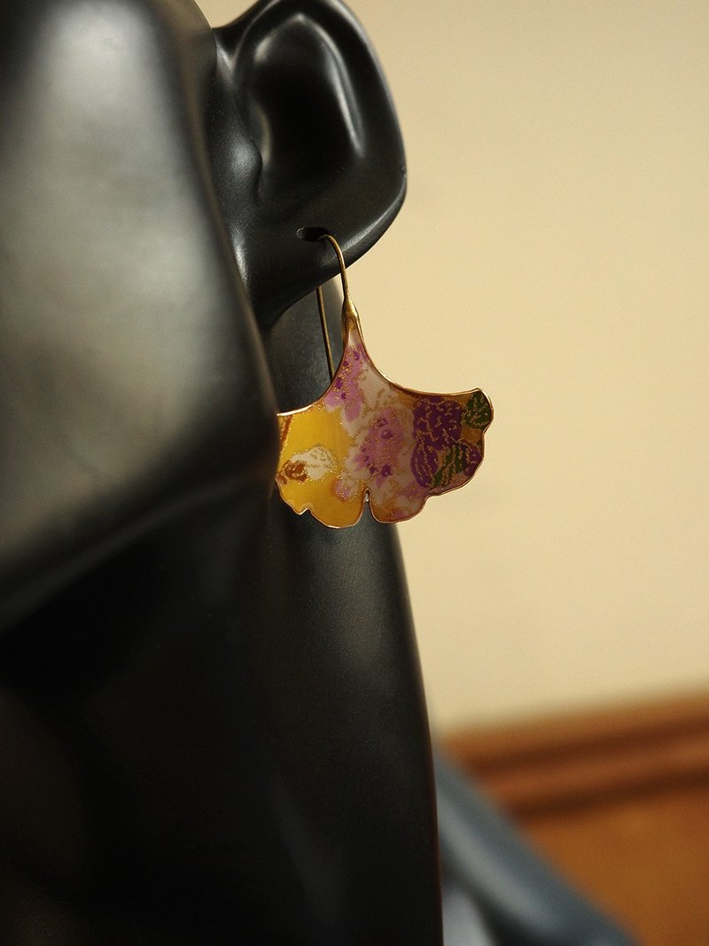 秋之银杏流线 - 耳环/耳夹 - 树脂 橘色