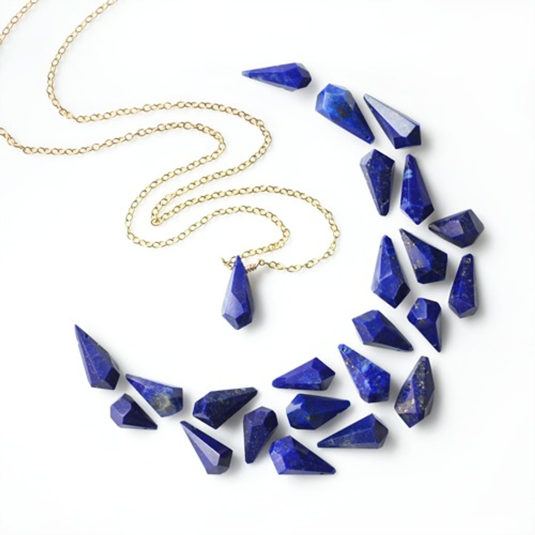 Lapis Lazuli/Night Sky Fragment Necklace soir - 项链 - 宝石 蓝色