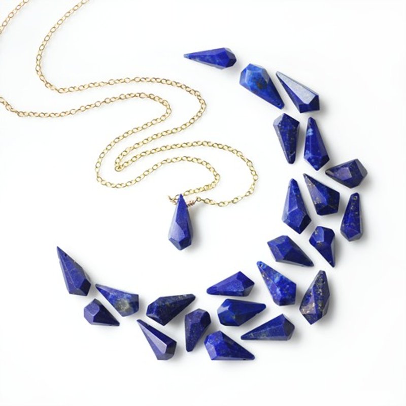 Lapis Lazuli/Night Sky Fragment Necklace soir - 项链 - 宝石 蓝色