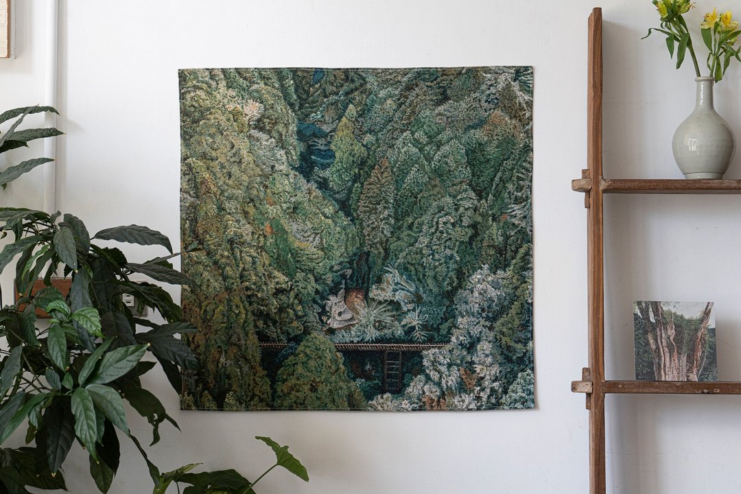 台湾山挂布 - 眠月线 70 x 68 cm - 海报/装饰画/版画 - 棉 绿色