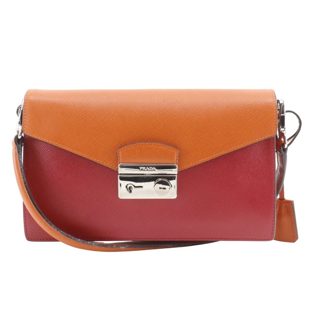 【日本直送】PRADA 2WAY 晚宴包 肩背包 BN924K Saffiano 皮革 红色/橘色 女性【二手】 - 侧背包/斜挎包 - 真皮 红色