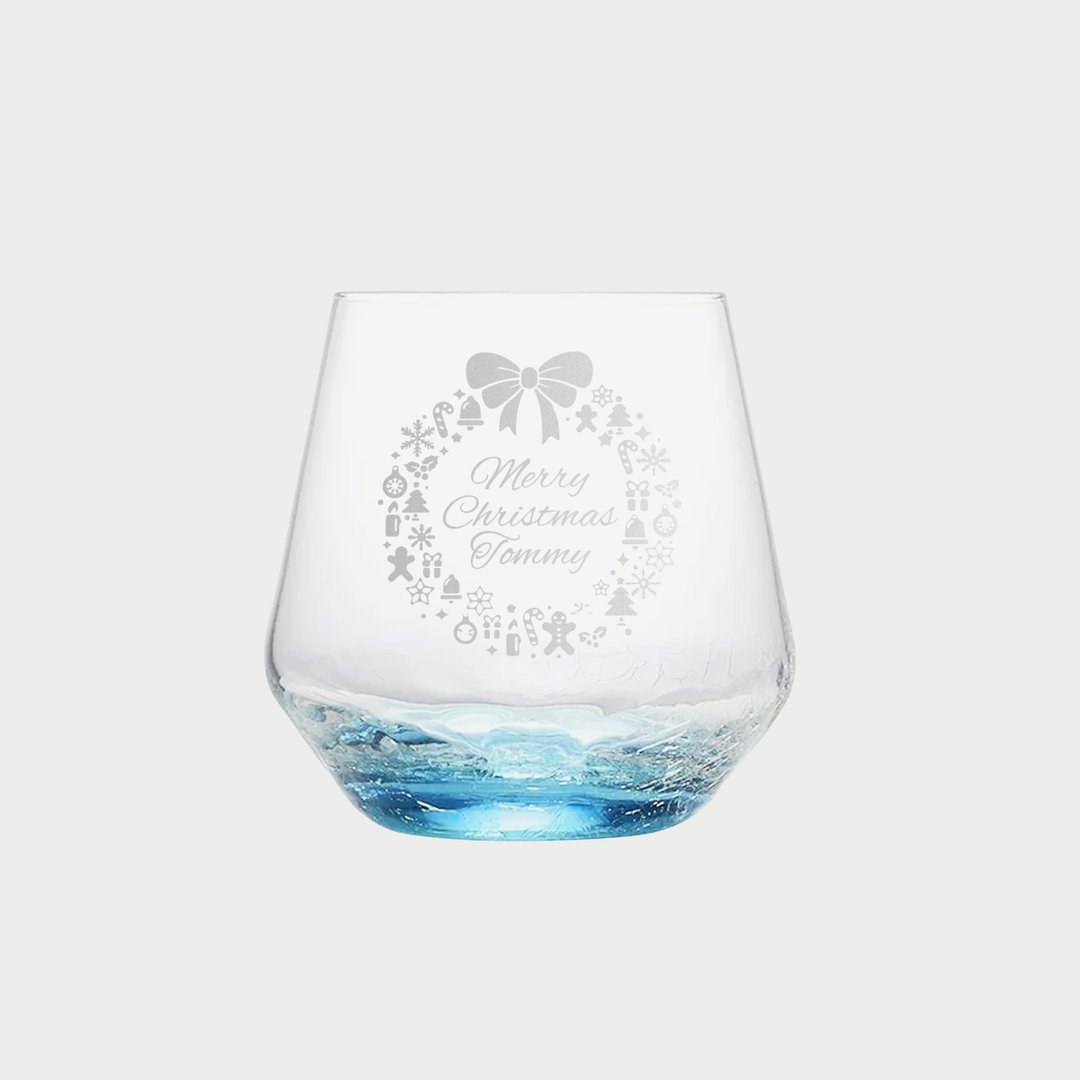 【圣诞节系列】Vintage日式蓝冰纹威士忌杯水晶玻璃订制杯 - 玻璃杯 - 玻璃 透明