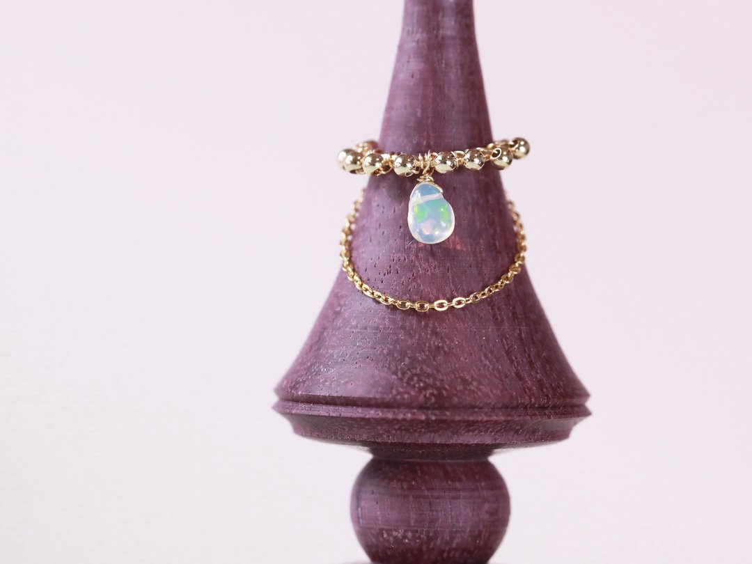 14kgf ear cuff mattina opal - 耳环/耳夹 - 半宝石 透明