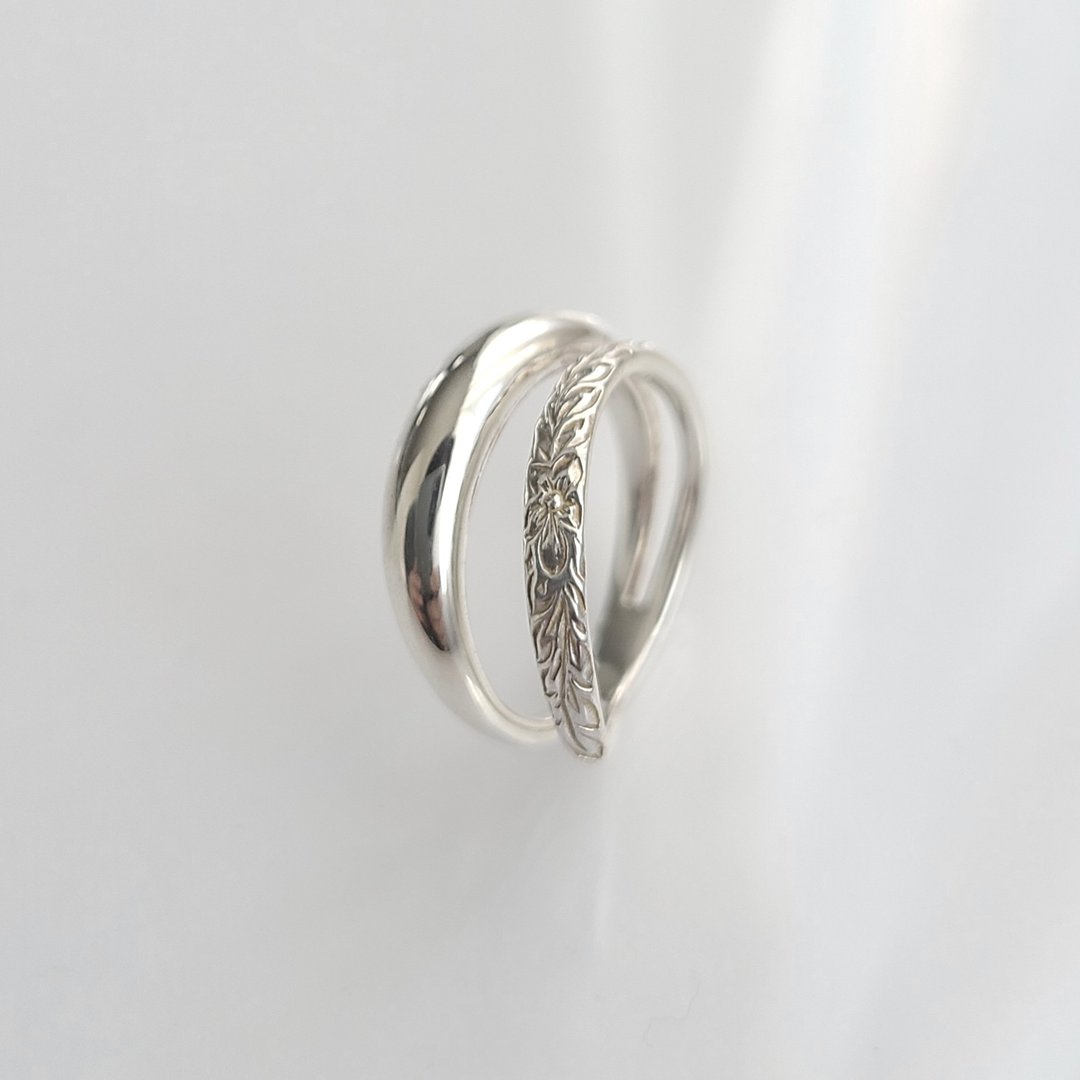 Hawaiian double plump RING / Silver925 - 戒指 - 纯银 银色