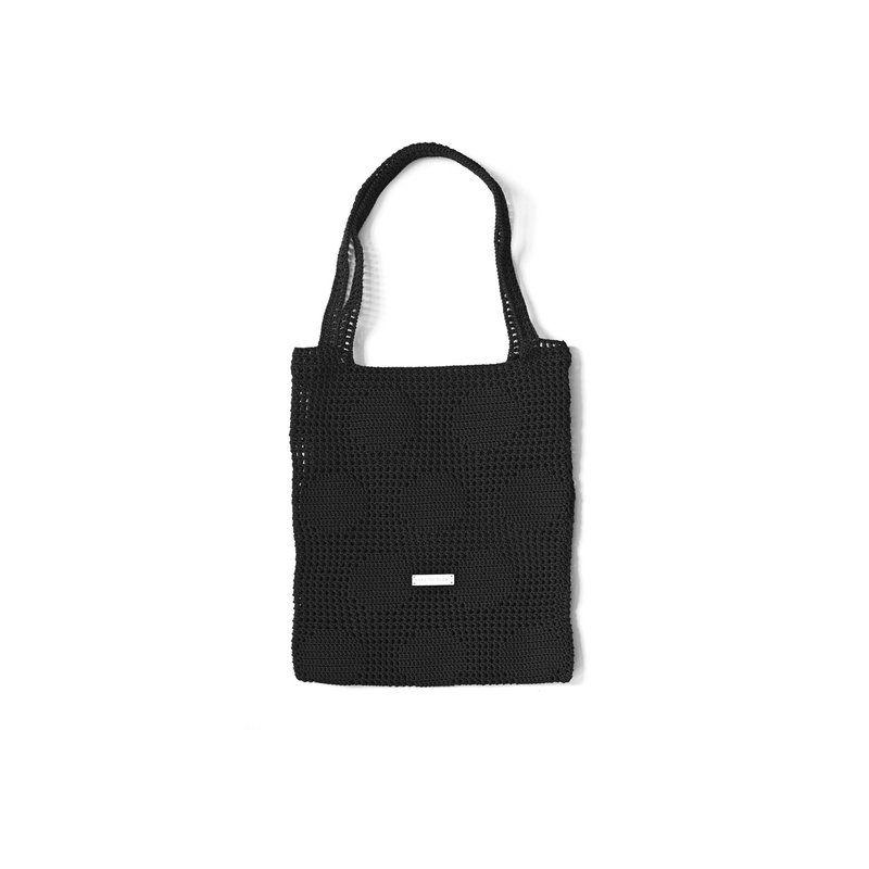 pdnb 圆点网格包/手提包 黑色 - 手提包/手提袋 - 尼龙 黑色