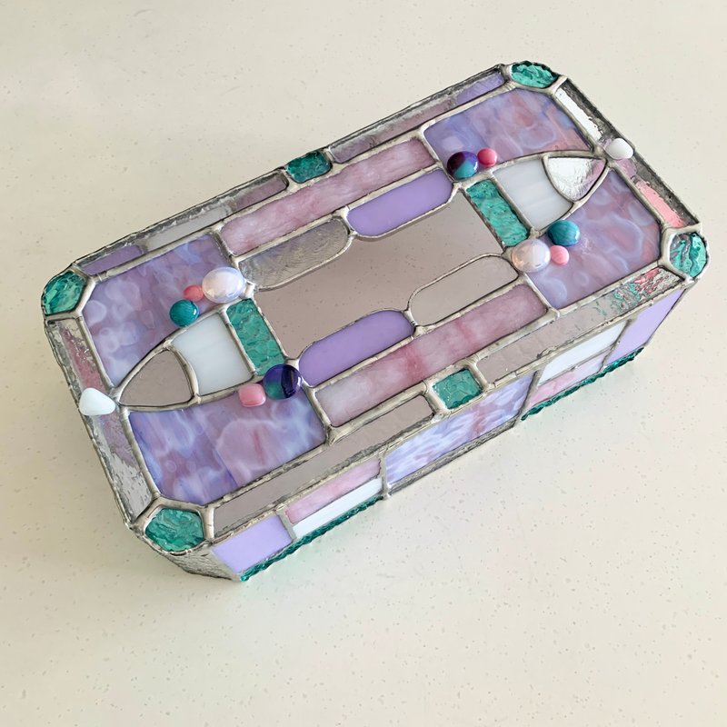 Tissue box case Pink purple orchid - 纸巾盒 - 玻璃 紫色