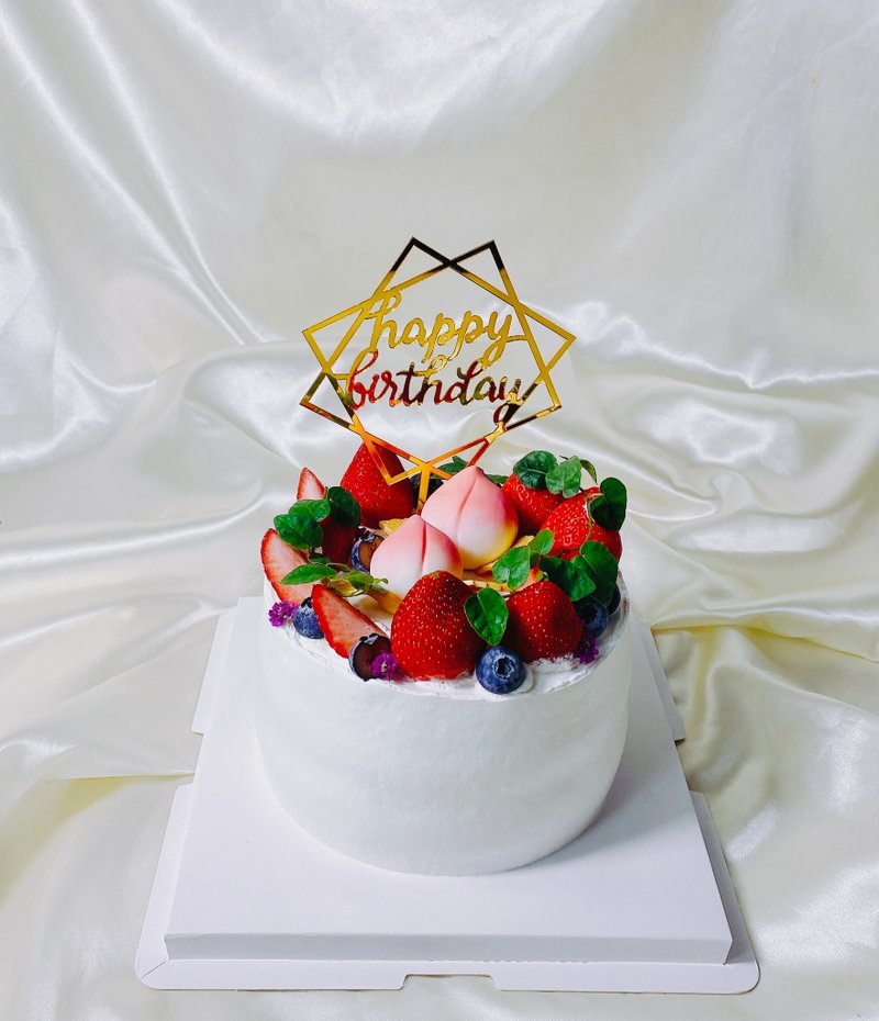 草莓金寿桃 蛋糕 生日蛋糕 定制化 甜点 弥月 大寿 6 8寸 面交 - 蛋糕/甜点 - 新鲜食材 红色