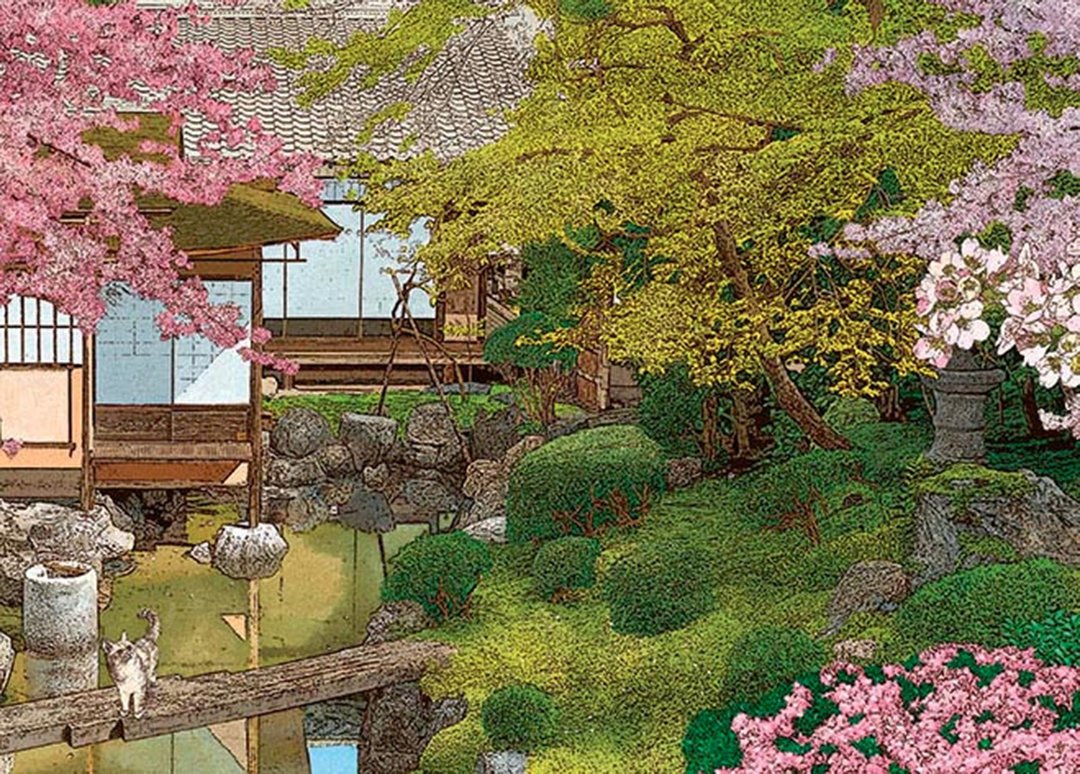 520片拼图--幽径 花舞翩翩 - 拼图 - 纸 