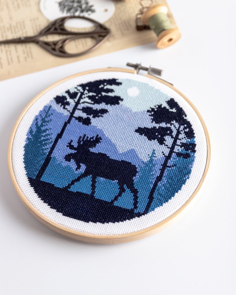 Moose Mountain Landscape Cross Stitch PDF Pattern  十字繡 - 编织/刺绣/羊毛毡/裁缝 - 其他材质 