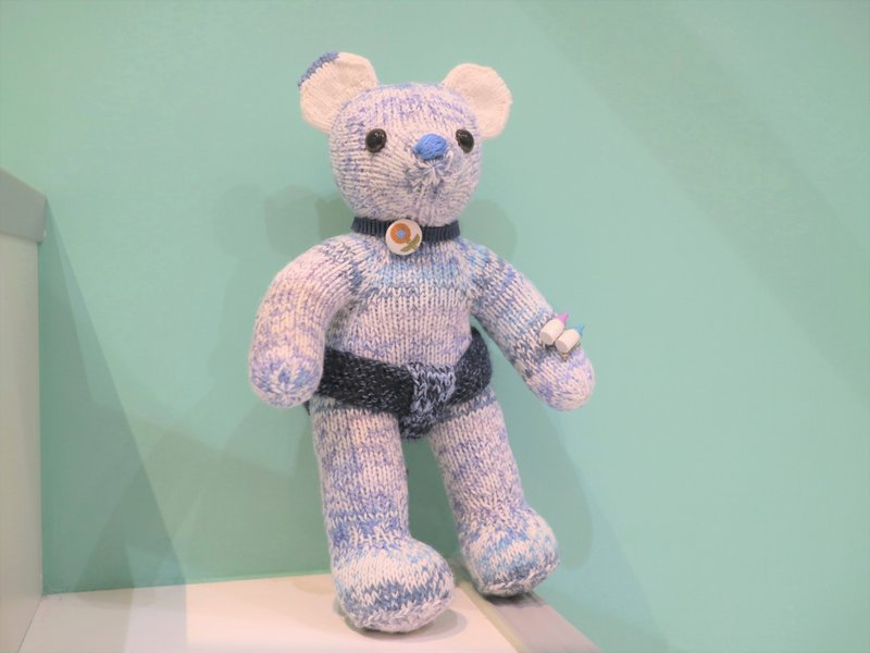 熊爱bearlove熊美媚手工编织泰迪熊熊宝宝teddy bearテディベア - 玩偶/公仔 - 羊毛 灰色