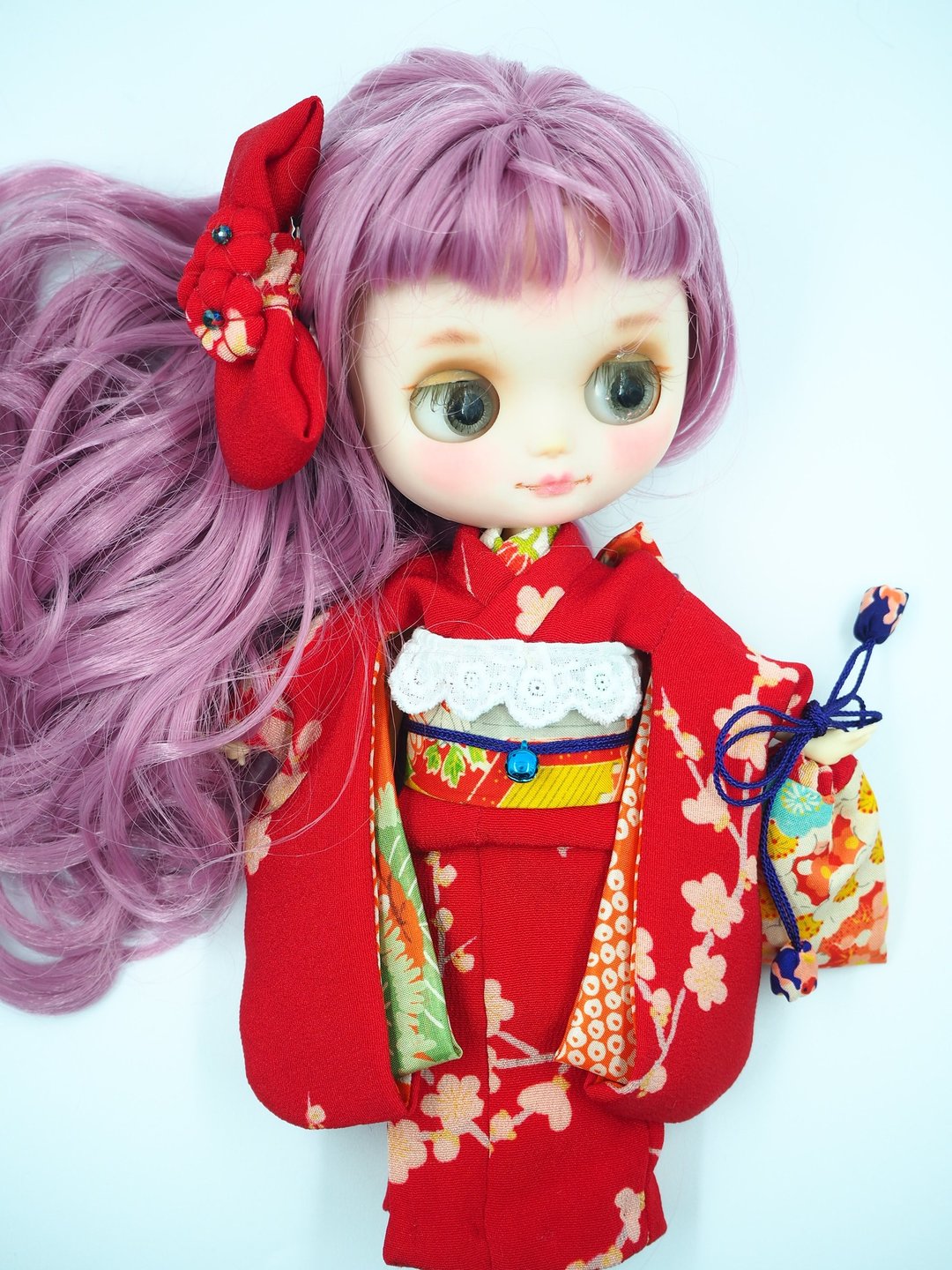 Middie Blythe 尺寸的可爱和服 - 玩偶/公仔 - 丝．绢 红色