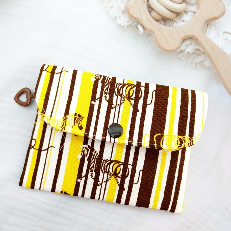 线条斑马。拉链双层零钱包 - 零钱包 - 棉．麻 黄色