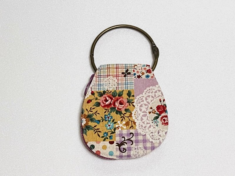 紫色蕾丝玫瑰-铁圈钥匙零钱包 - 零钱包 - 棉．麻 