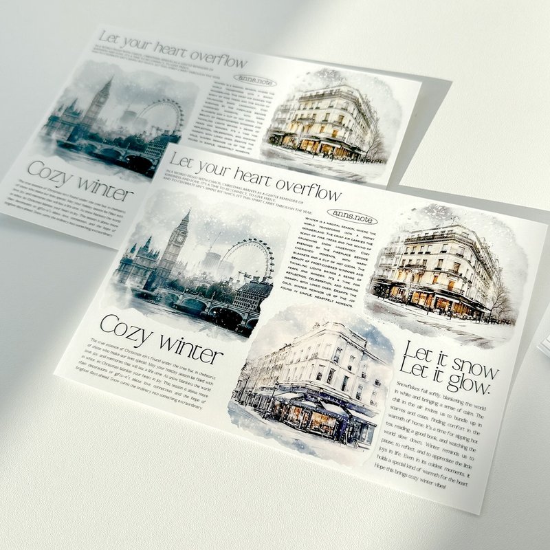 冬日景色 字母贴纸 (anns note) 复古拼贴 - 贴纸 - 纸 灰色