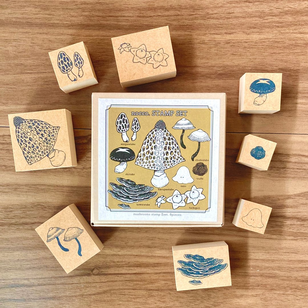 蘑菇印章 E 套组 / stamp set / 印章, 插画印章, 文具, 文具, 杂货, 纸制品 - 印章/印台 - 橡胶 多色