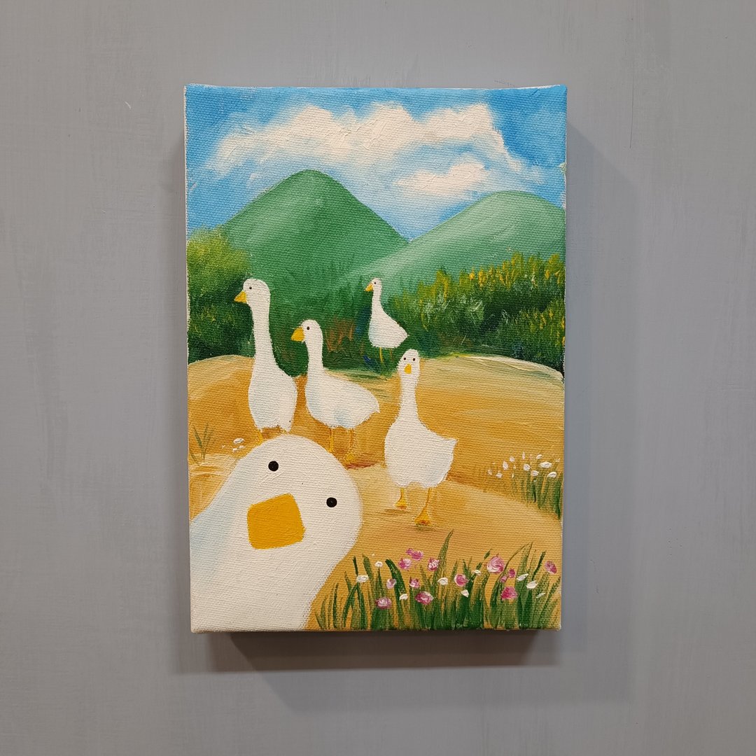 我家门前有只鸭-油画作品 展示品 教案样本 换季出清 海洋油画 - 海报/装饰画/版画 - 颜料 