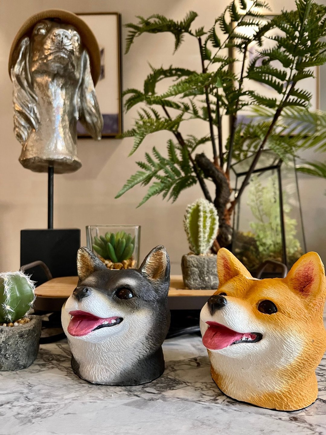 曙 MUSE 微笑柴犬水泥桌灯 LED 灯 钨丝灯泡 USB 灯 摆饰 定制化 - 灯具/灯饰 - 水泥 灰色