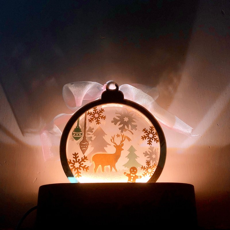 【定制化礼物】圣诞特别限定 | 水晶圣诞球 | 多用途故事小夜灯 - 灯具/灯饰 - 纸 橘色