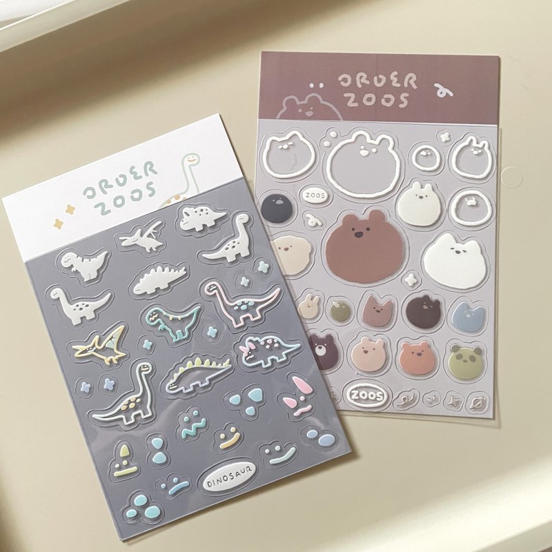 来点动物' 恐龙' 转印贴纸 /2款 - 贴纸 - 纸 多色