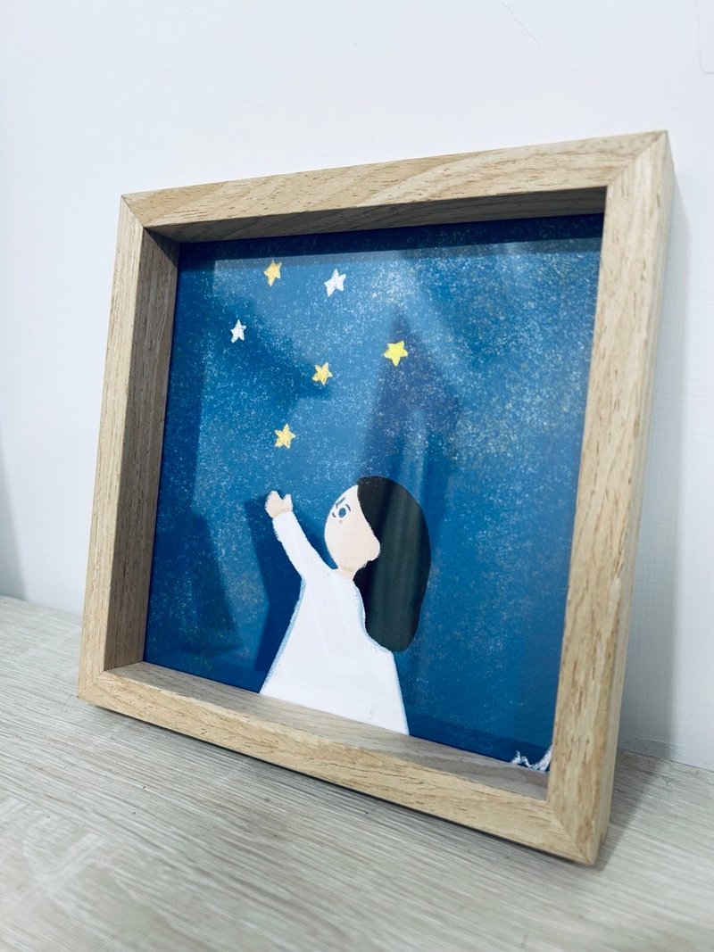 插画仰望木框画 - 画框/相框 - 木头 蓝色