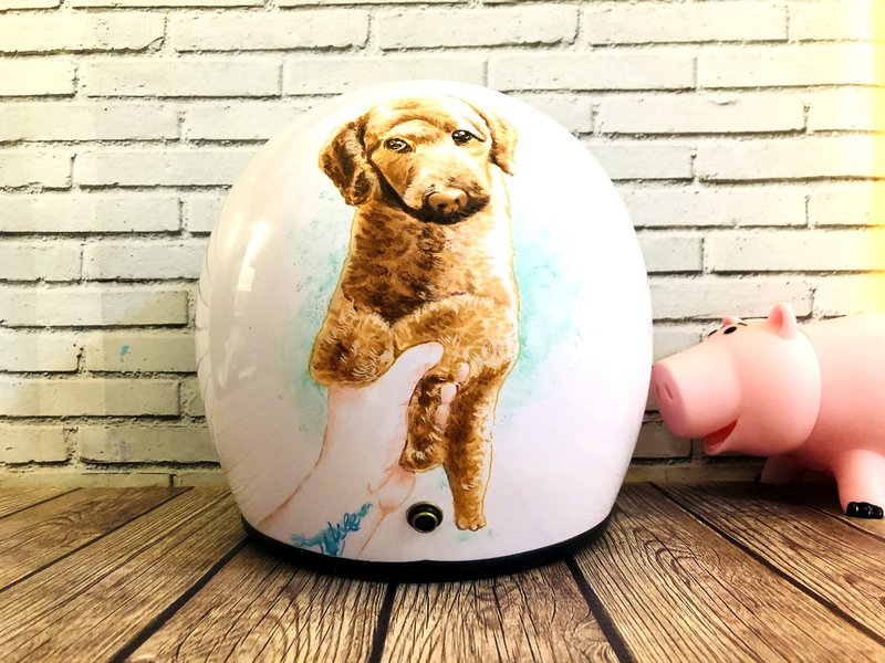 手绘疯 手绘 狗狗 猫猫 安全帽 彩绘 纪念 礼物 生日 情人节 - 订制画像 - 其他材质 多色