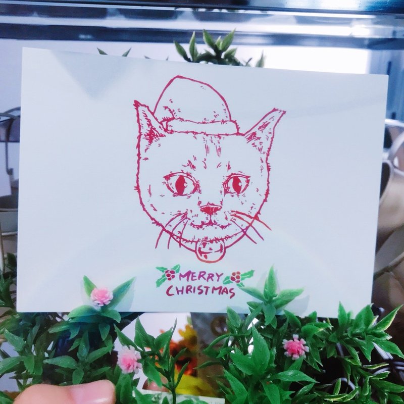 明信片-圣诞-猫 - 卡片/明信片 - 纸 红色