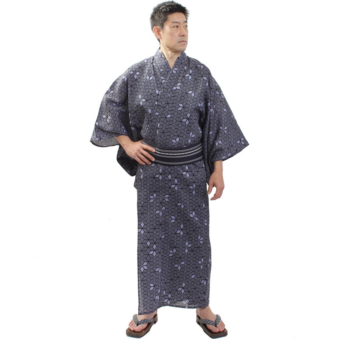 日本 和服 男 浴衣 腰封 2 件 套组 绵麻 M/L/LL Z20-100A - 其他 - 棉．麻 白色