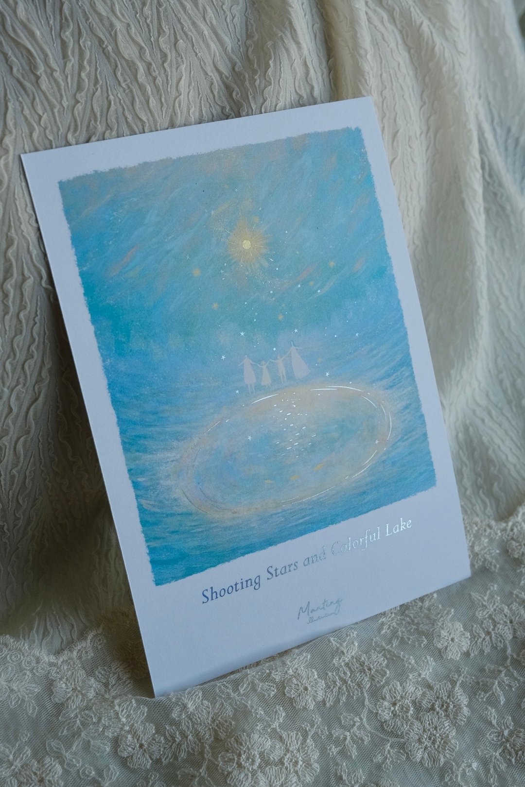 烫银画卡 15x21cm (A5) - Shooting Star and Colorful Lake - 卡片/明信片 - 纸 