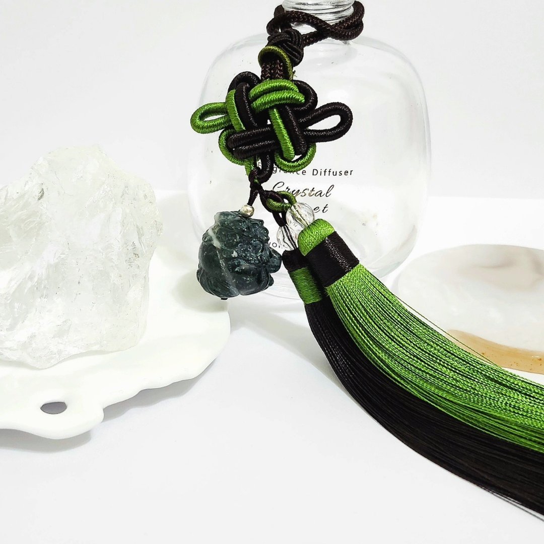 水草玛瑙龙龟编绳车挂/助事业运、避邪挡煞之水晶 - 手链/手环 - 水晶 绿色