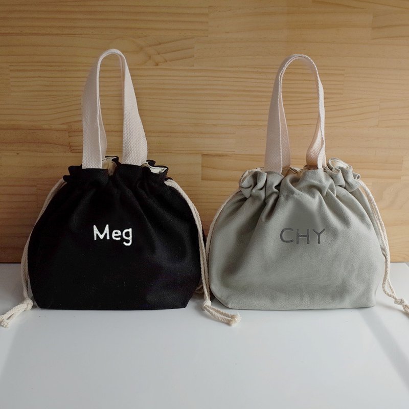 【Q-cute】小袋子系列-帆布束口午休袋-定制化英文字 - 手提包/手提袋 - 其他材质 多色