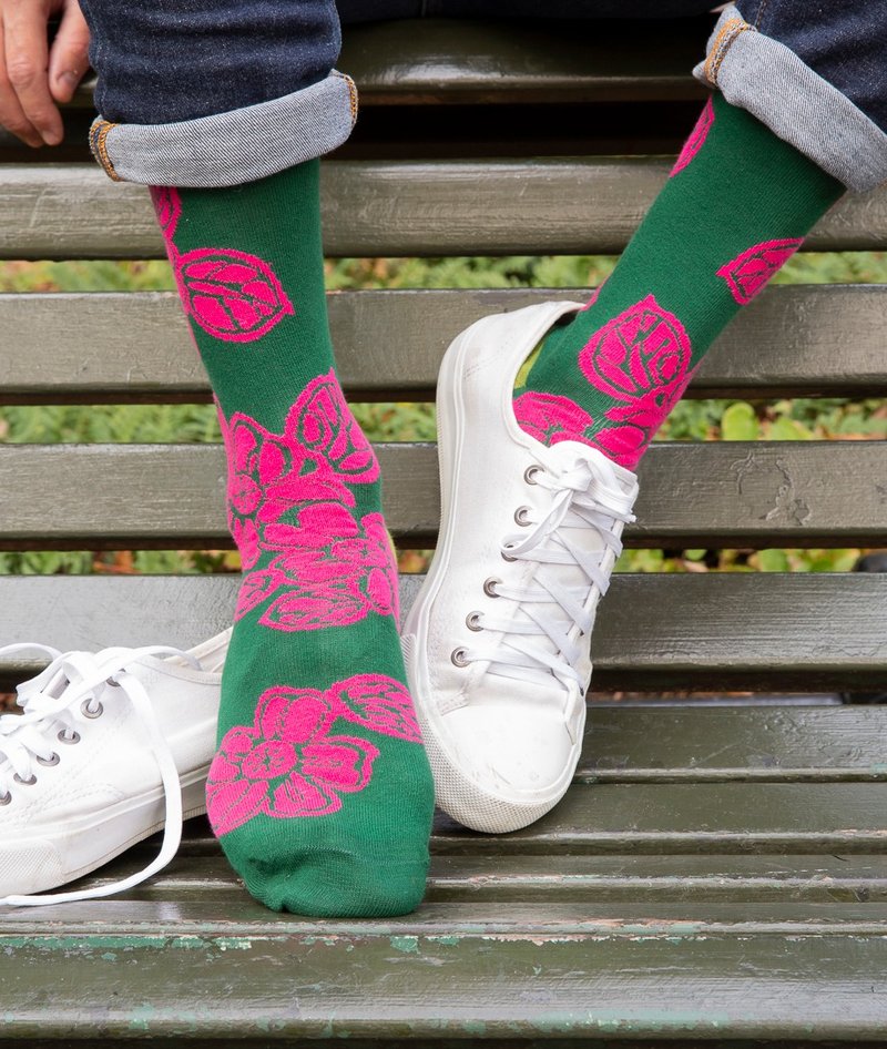 MrD London 英伦绅士袜 – 蜡染花 – 墨绿 - 绅士袜 - 棉．麻 绿色