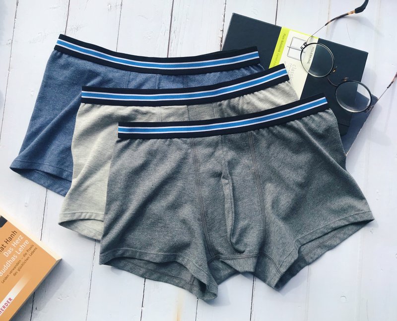 【男性内着】男子汉・精梳棉平口裤・台湾 - 男士内衣裤 - 棉．麻 灰色