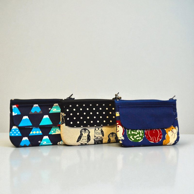 BagelMom 磁扣拉链卡夹零钱布包-日系_富士山、柴犬、猫头鹰 - 零钱包 - 棉．麻 多色