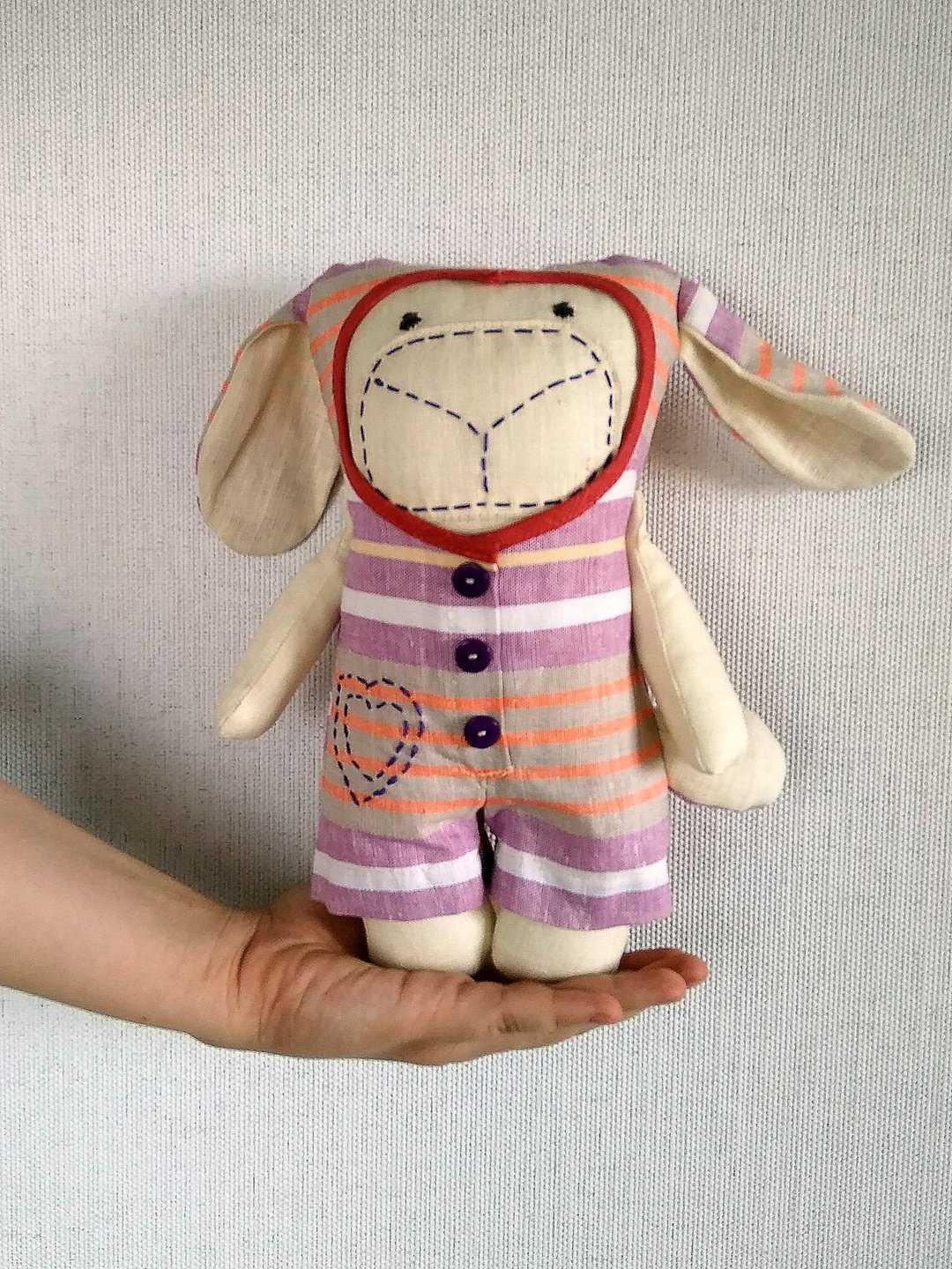 Sheep soft linen toy, Gift for kid, Kids room decor - 玩具/玩偶 - 亚麻 粉红色