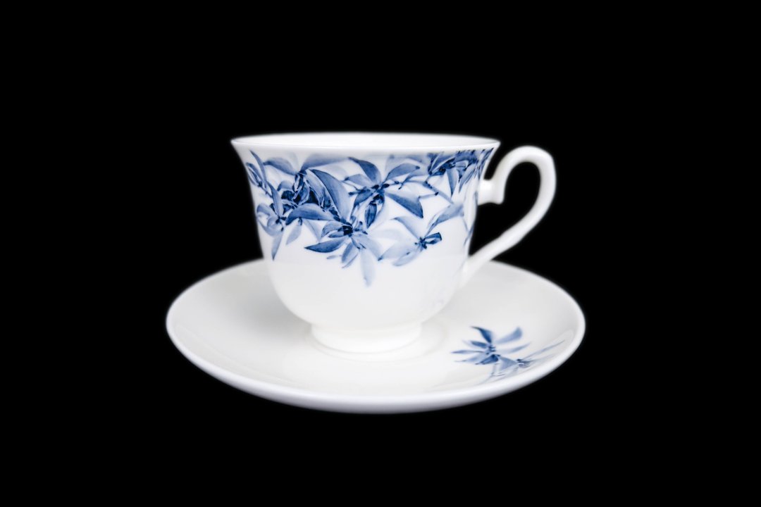 兰花青花陶瓷杯盘组 - 茶具/茶杯 - 瓷 