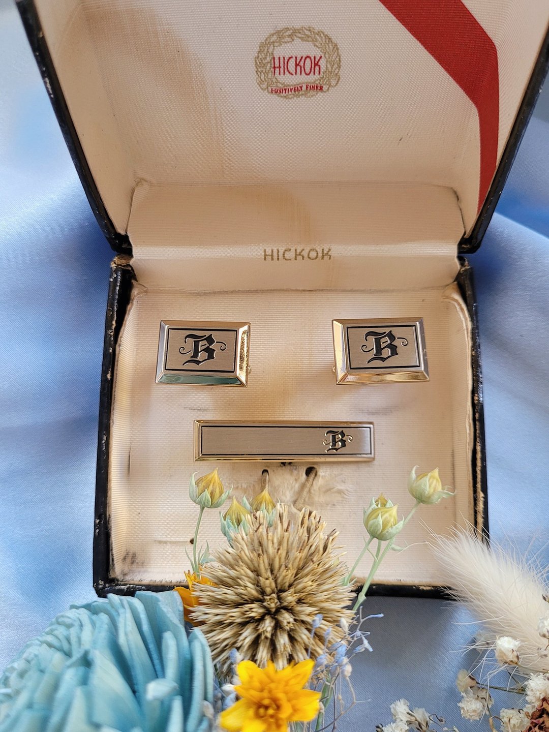 美国西洋古董饰品 / Hickok书写英文B古董袖扣/领带夹/姓名系列 - 领带/领带夹 - 其他金属 