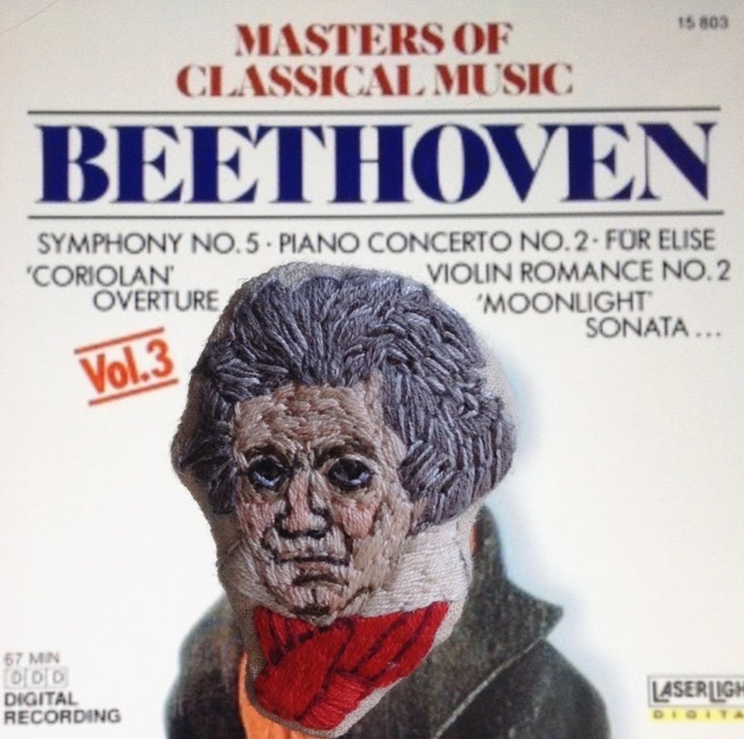 名人系列 贝多芬 Ludwig van Beethoven / 手工刺绣 别针 - 胸针 - 绣线 多色