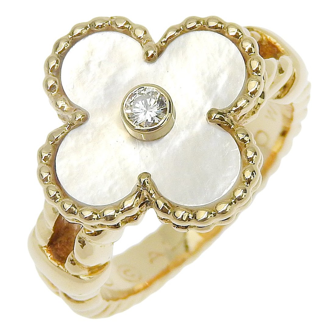 【日本直送】Van Cleef & Arpels 梵克雅宝 Alhambra 9号 戒指 K18YG 白色贝壳 женская 【二手】 - 戒指 - 贵金属 金色