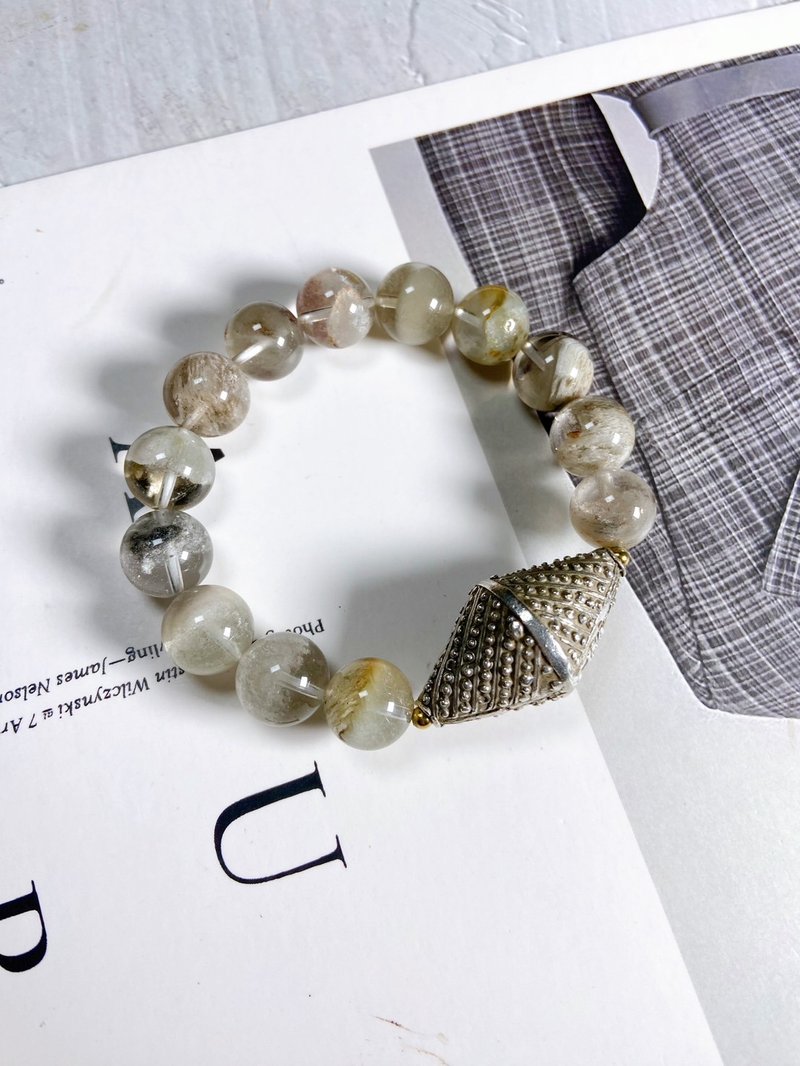 四季幽灵//异象水晶//老银 - 手链/手环 - 水晶 灰色