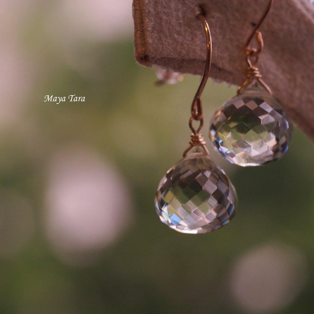10KPG 绿色紫水晶 10K金 蓳云石耳环 10K solid gold earrings - 耳环/耳夹 - 半宝石 绿色