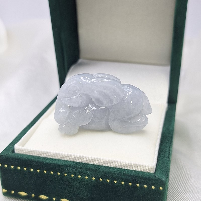 冰起胶 紫罗兰 大象 摆件 吊坠 | 天然缅甸玉A货翡翠 - 项链 - 玉石 