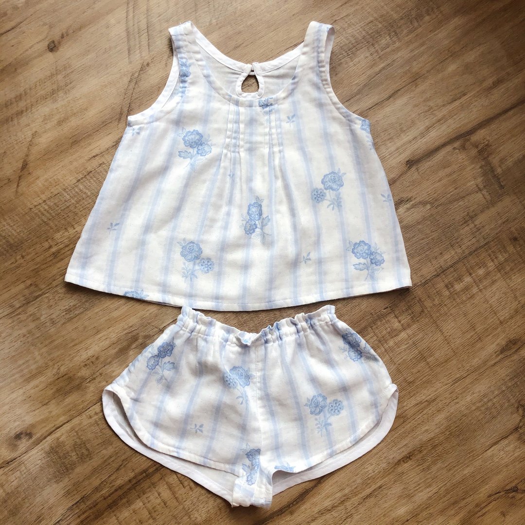 凉夏家居服套装 小背心-小短裤 - 童装上衣 - 棉 多色