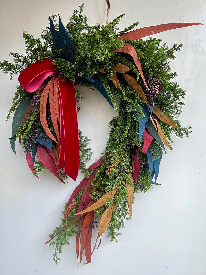 意大利永生尤加利圣诞花圈 - 干燥花/捧花 - 植物．花 多色