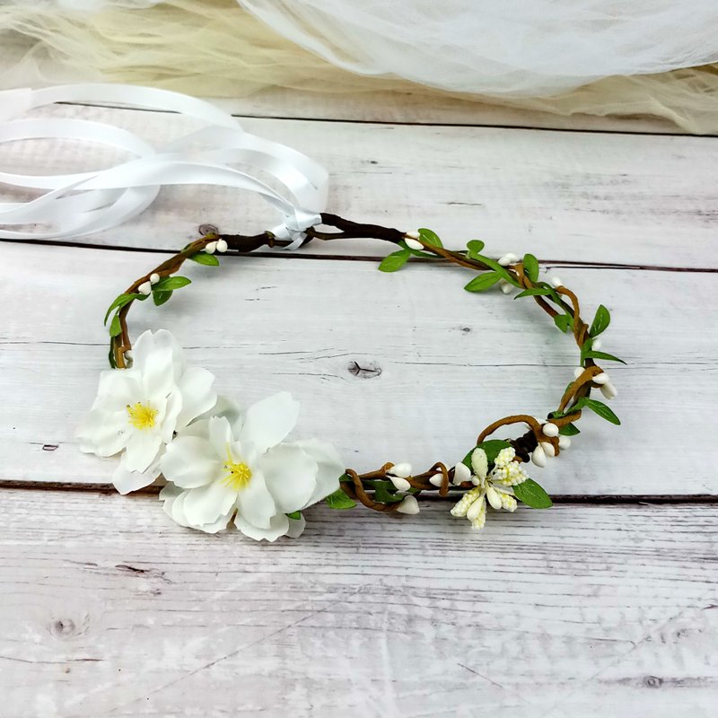 新娘花冠, 头饰,发饰 【欧陆白色的浪漫】【现货】 - 发饰 - 丝．绢 白色