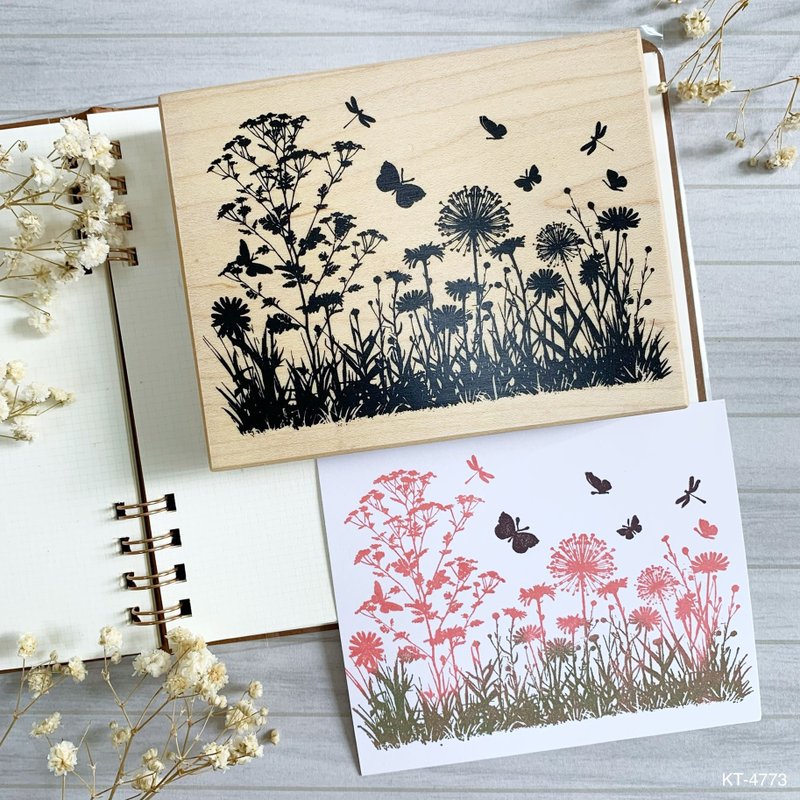 枫木印章-小花与蝴蝶 KT-4773 - 印章/印台 - 木头 