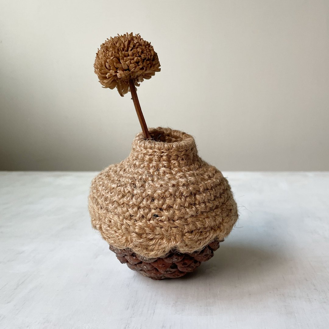 果实编织花器 / 大口花瓣 / 干燥花 / 松果 / 圣诞礼物 - 花瓶/陶器 - 植物．花 卡其色