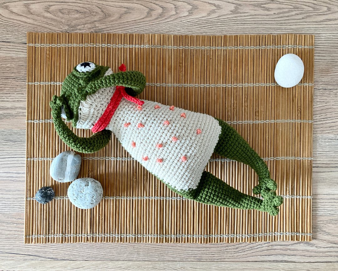 钩针可动手臂和腿青蛙、钩针蟾蜍玩具、毛绒青蛙玩具 - 玩具/玩偶 - 棉 绿色