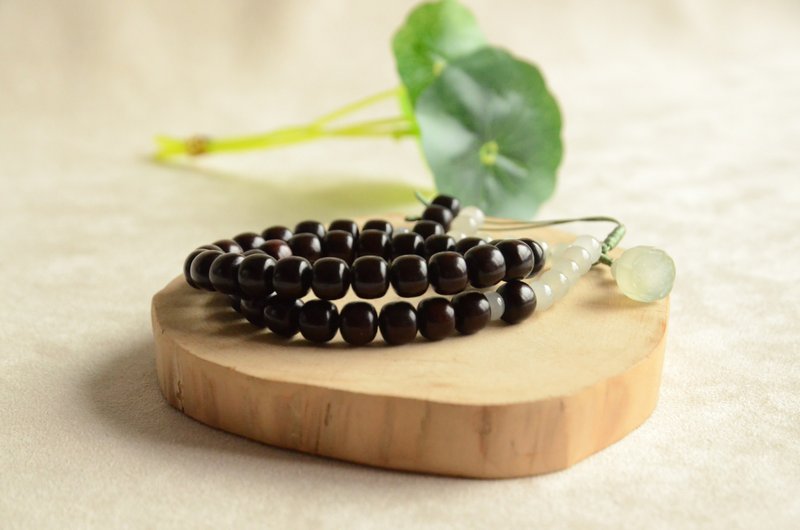 【清和】天然小叶紫檀翡翠莲蓬古典手串吉祥好运 - 手链/手环 - 木头 