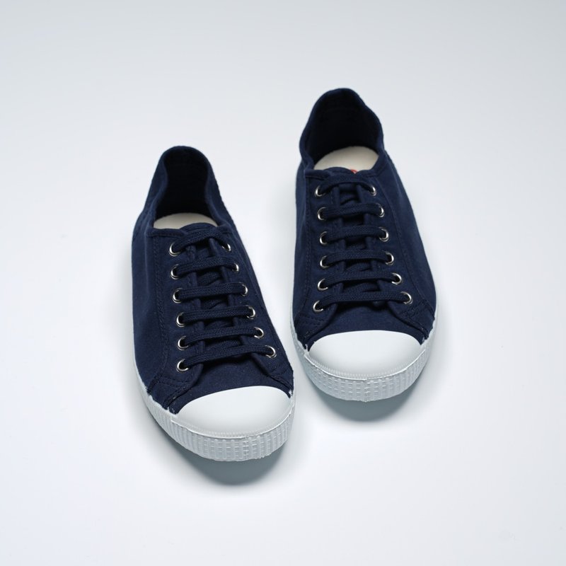 西班牙国民帆布鞋 CIENTA 74997 77深蓝色  经典布料 大人 系带款 - 女款休闲鞋 - 棉．麻 蓝色