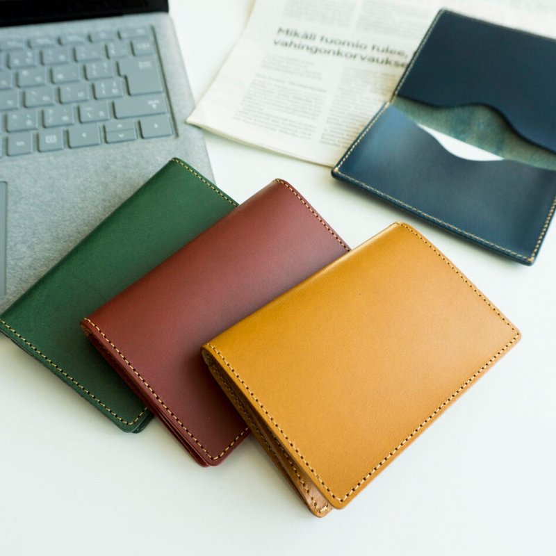 Business Card Holder [ITALIAN -simple-] Genuine Leather Card Case Simple HH14K - 名片夹/名片盒 - 真皮 咖啡色